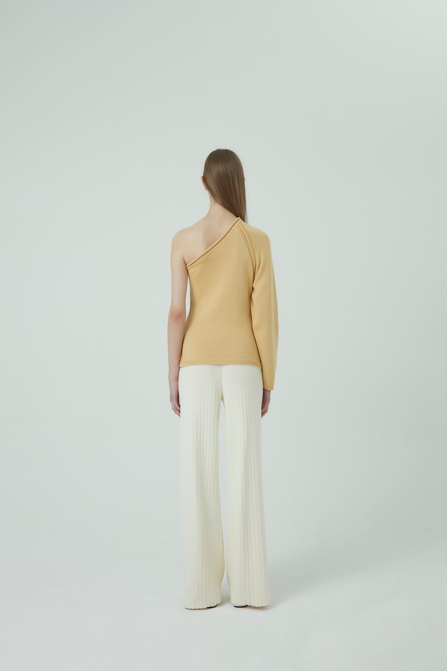 JUNE One Shoulder Top in Cotton and Cashmere (Butter)