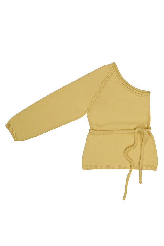 JUNE One Shoulder Top in Cotton and Cashmere (Butter)